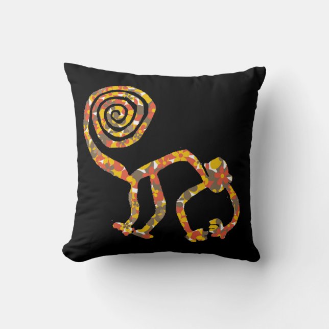 Floral Camouflage Nazca Monkey Pillow (Front)