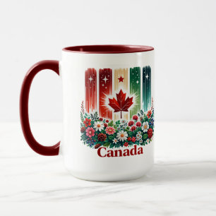 Floral Canada Day   Cute Canadian  Mug