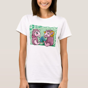 Floral Capricorn with goat and purple Flowers T-Shirt