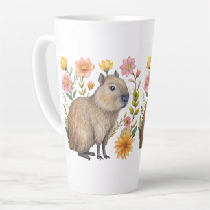 Floral Capybara  Latte Mug