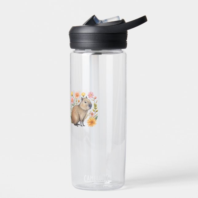 Floral Capybara  Water Bottle (Left)