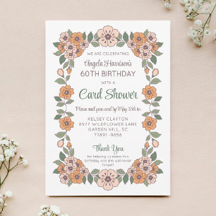 Floral Card Shower 60th Birthday Invitation