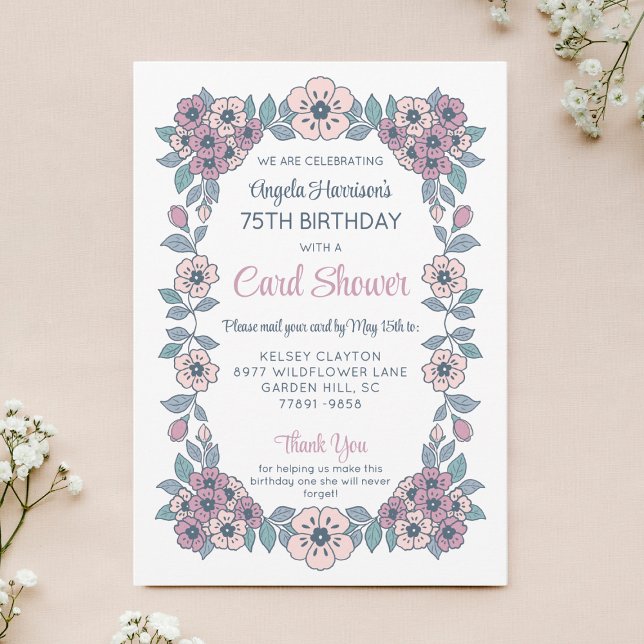 Floral Card Shower Birthday Invitation (Creator Uploaded)