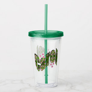 Floral Carol Name, Acrylic Tumbler