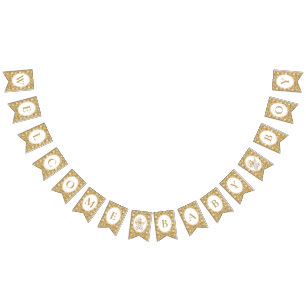 Floral Carriage Baby Boy Bunting Banner Neutral