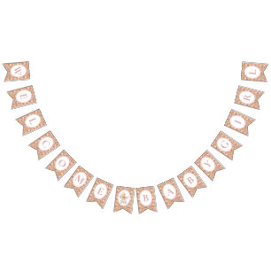 Floral Carriage Welcome Baby Girl Blush Pink Bunting Flags