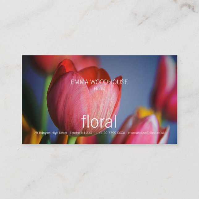 Floral - carte de visite rouge de tulipes (Devant)