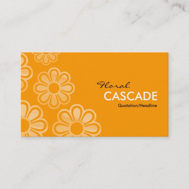 Floral Cascade - Orange Business Card (Front)