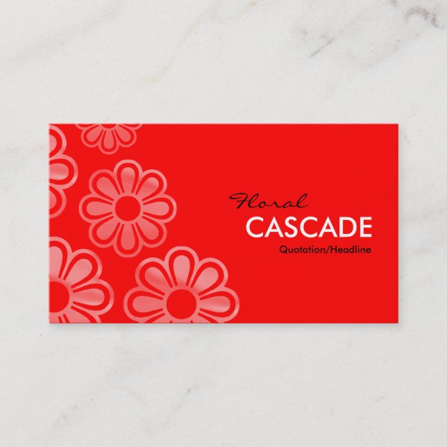 Floral Cascade - Red Business Card (Front)