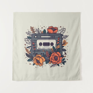Floral Cassette Tape Tapestry