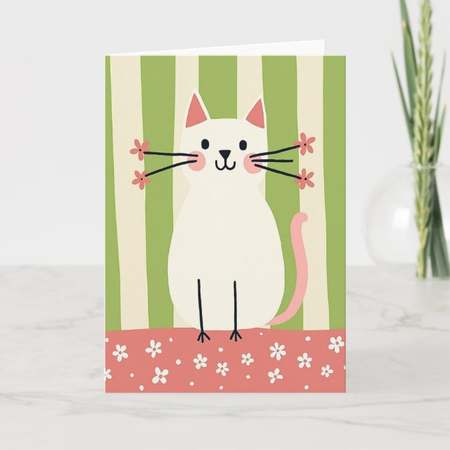Floral Cat Birthday Card (Front)
