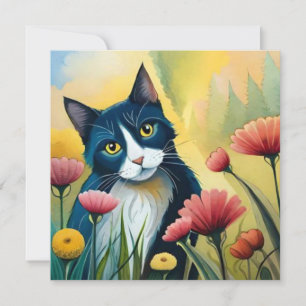 FLoral cat Invitation