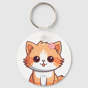 Floral Cat Keychain – Cute Kitten