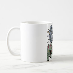Floral Cat Mom with Paw Print Coffee Mug
