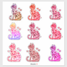 Floral Cat Silhouette ArtFaux Wrapped Canvas Print