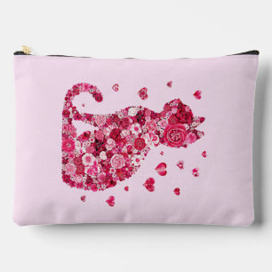 Floral Cat Silhouette ArtFaux Wrapped Canvas Print Accessory Pouch