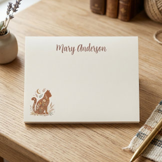 Floral Cat Stationery Celestial Botanical Pet Gift Post-it Notes