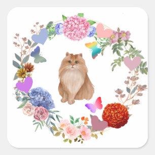 Floral Cat Sticker