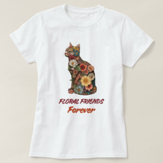 Floral Cat T-Shirt | Cute Flower Kitty Design
