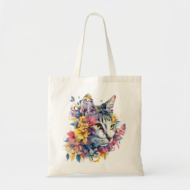 Floral Cat Tote Bag (Front)