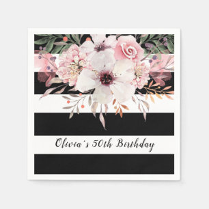 Floral Celebration 50th Birthday Paper Napkin