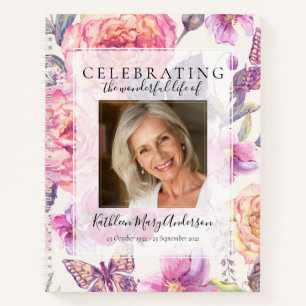 Floral Celebration of Life Funeral Guest Book