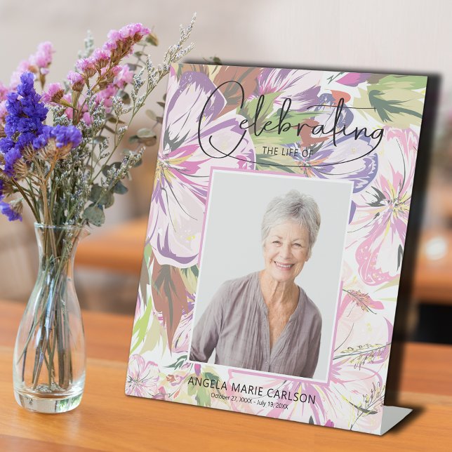 Floral Celebration of Life Funeral Pedestal Sign (Floral Celebration of Life Funeral Pedestal Sign)