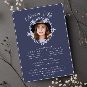 Floral Celebration of Life Funeral Photo Invite