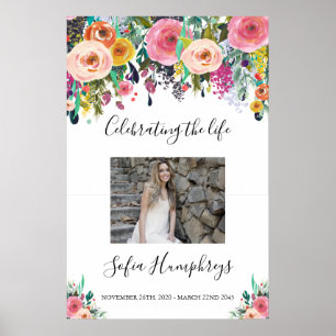 Floral Celebration Of Life Welcome Sign, Photo Poster