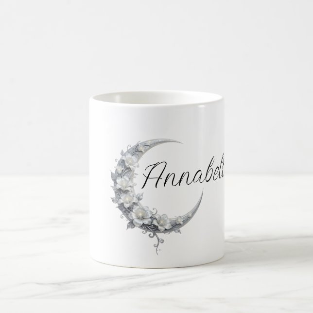 Floral Celestial Personalized Moon Goddess Name Coffee Mug (Center)