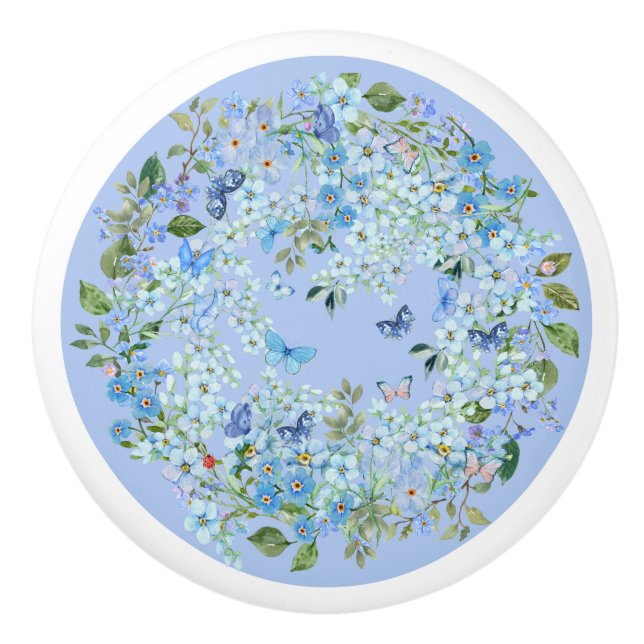 Floral ceramic drawer knob (Front)