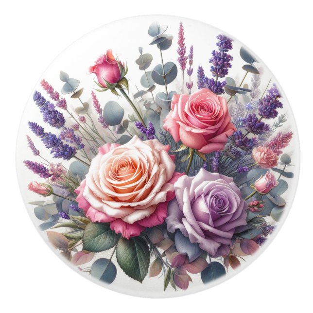 Floral Ceramic Knob (Front)