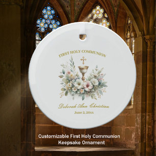 Floral Chalace First Communion Necklace Glass Ornament