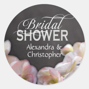 Floral & Chalkboard Bridal Shower Classic Round Sticker