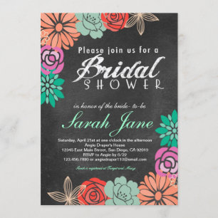 Floral Chalkboard Bridal Shower invitation