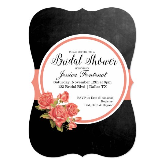 Floral Chalkboard Bridal Shower Invitation