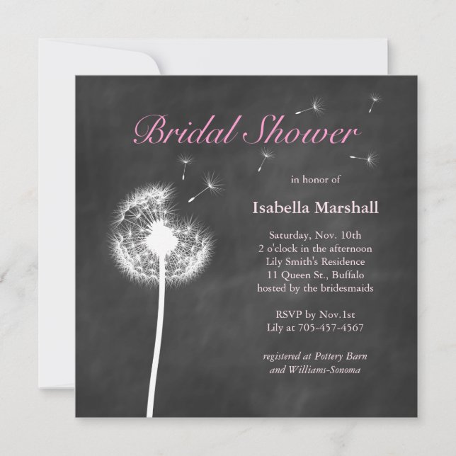 Floral Chalkboard Bridal Shower Invitation 2 (Front)