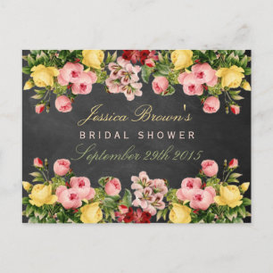 Floral Chalkboard Bridal Shower Recipe Cards
