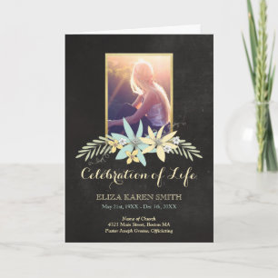 Floral Chalkboard Celebration of Life Program
