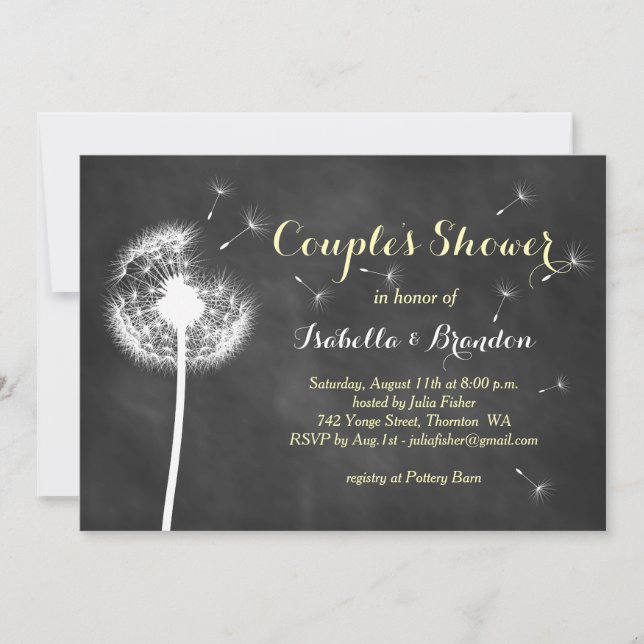 Floral Chalkboard Couple's Shower Invitation (jaun (Devant)