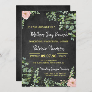 Floral Chalkboard Mother's Day Brunch Invitation