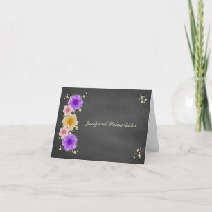 Floral Chalkboard Rustic Wedding Card