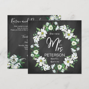 Floral Chalkboard Typography Post Wedding Party Invitation