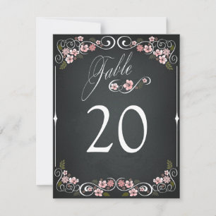 Floral Chalkboard Vintage Bold Wedding Table Card