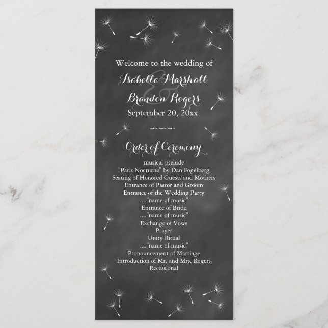 Floral Chalkboard Wedboard Programme de mariage (Devant)