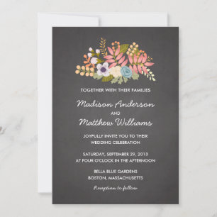 FLORAL CHALKBOARD   WEDDING INVITATION