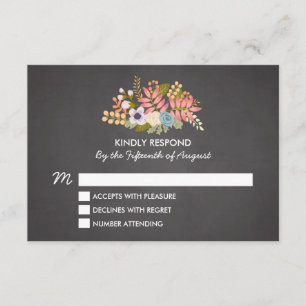 FLORAL CHALKBOARD   WEDDING RSVP ENCLOSURE CARD