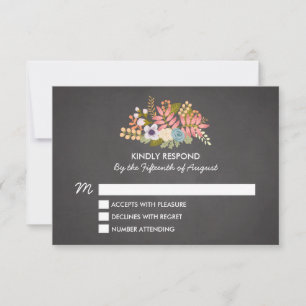 FLORAL CHALKBOARD   WEDDING RSVP ENCLOSURE CARD