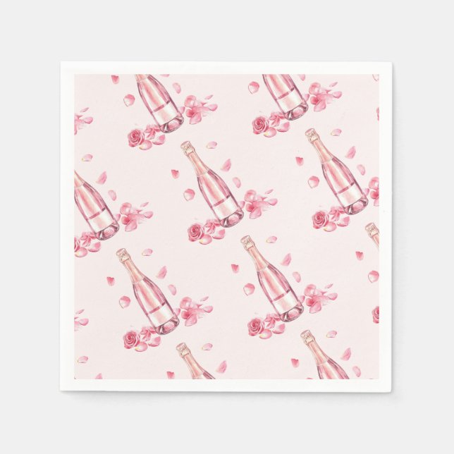  Floral Champagne | Bridal Shower Brunch Napkin (Front)