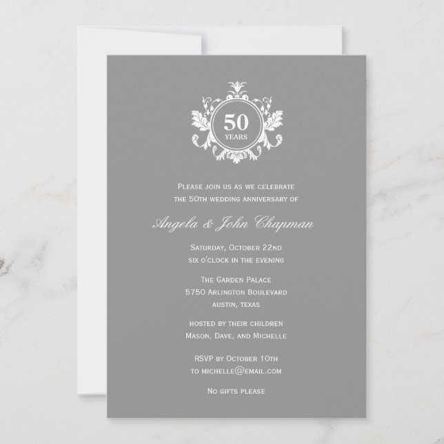 Floral Charm Anniversary or Birthday Invitation - (Front)